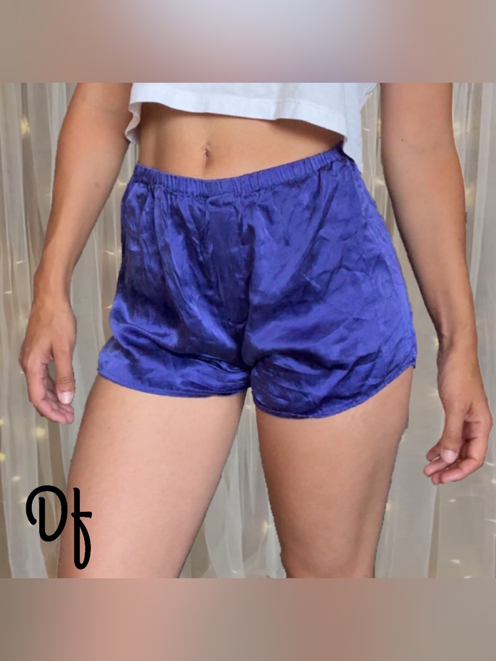 VTG 100% Silk Elastic Waist Shorts - Purple Size S